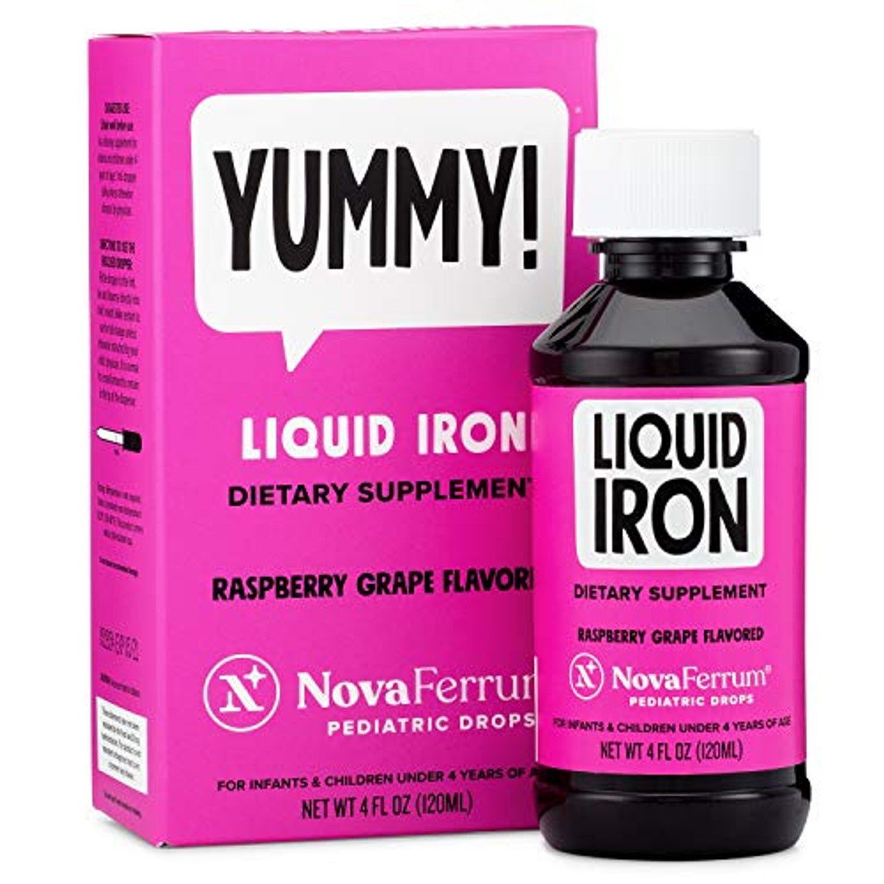 NovaFerrum Pediatric Drops, Liquid Iron Supplement Raspberry Grape