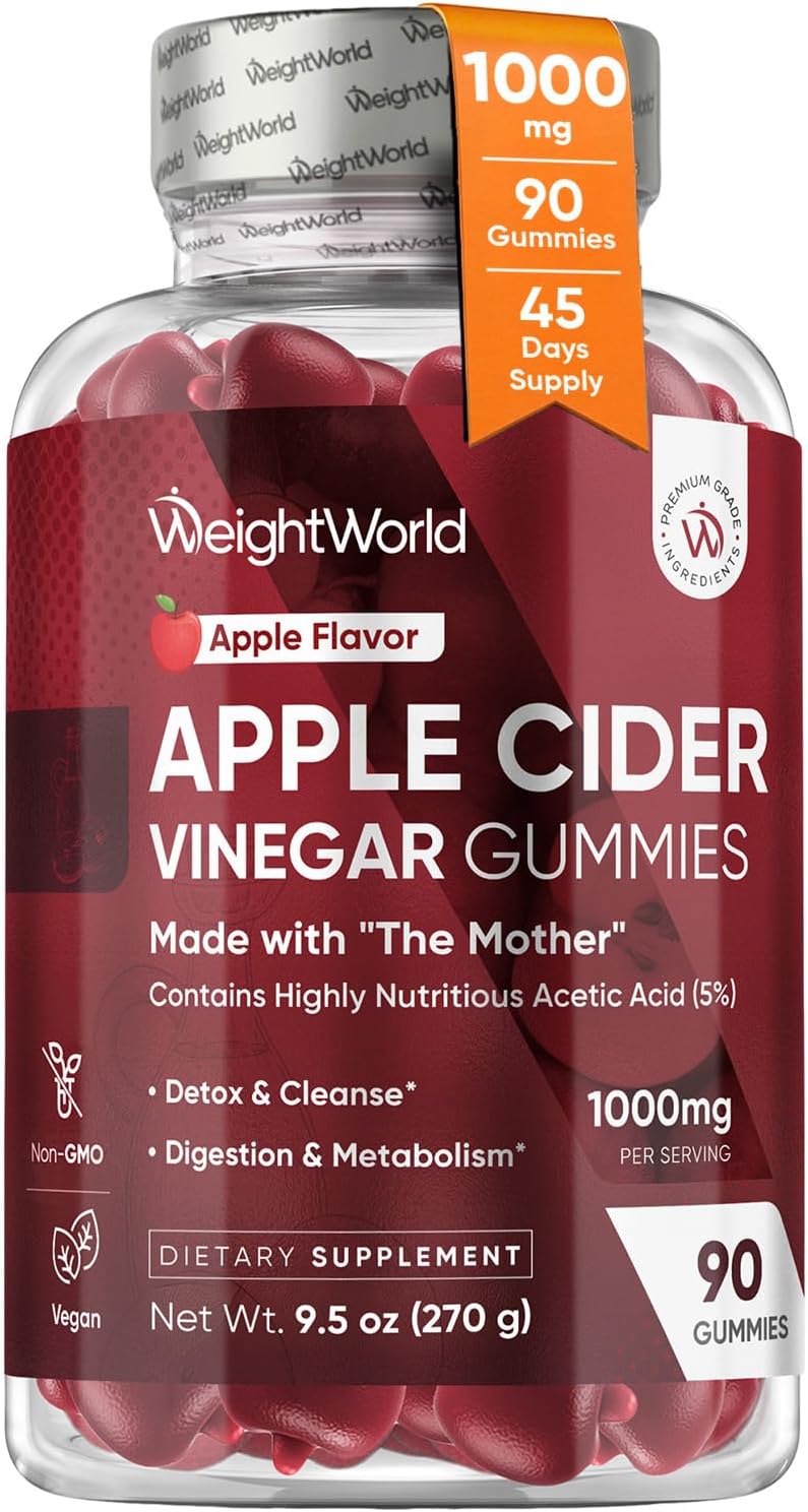 WeightWorld Apple Cider Vinegar Gummies with the Mother – 1000 mg, 90 Count