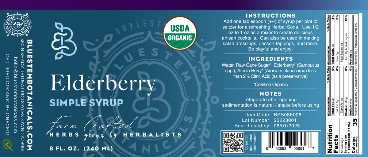 Elderberry Simple Syrup - Certified Organic