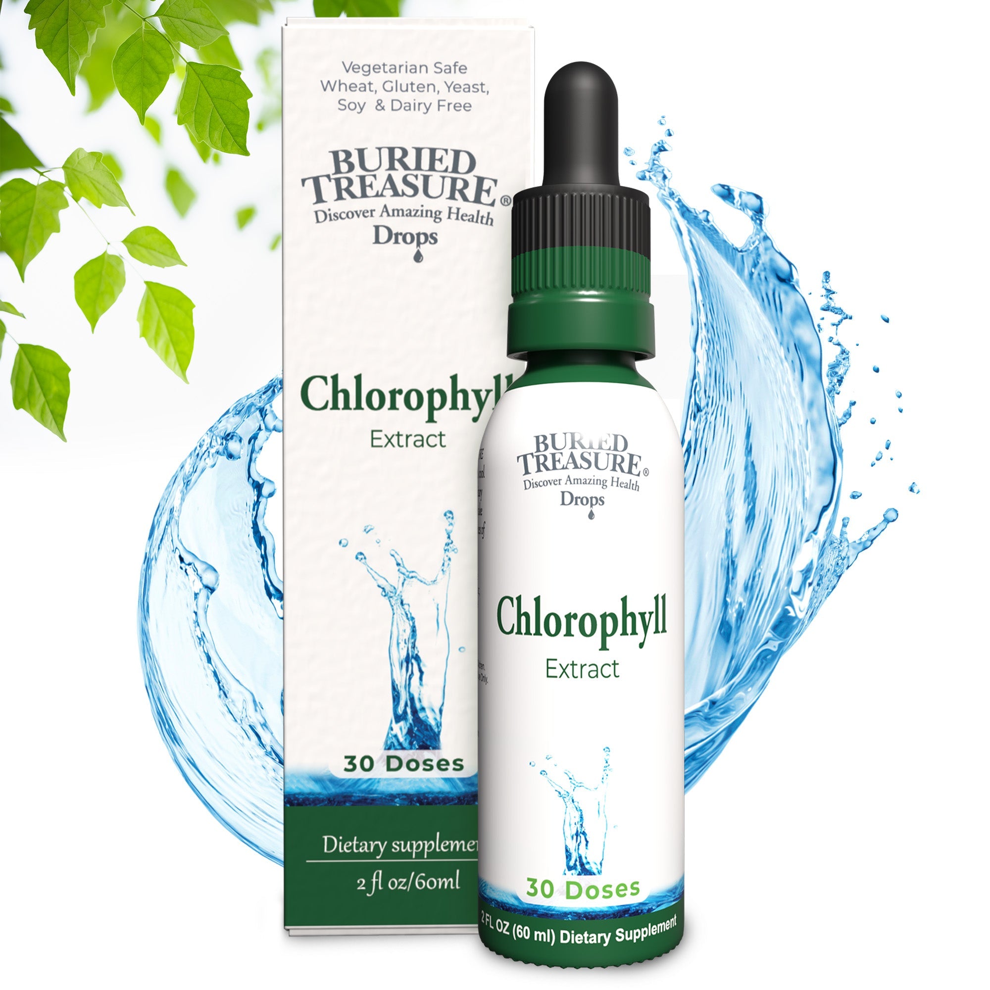 Buried Treasure Liquid Nutrients Chlorophyll Drops, 50 mg per Serving, 2 oz (30 Servings)