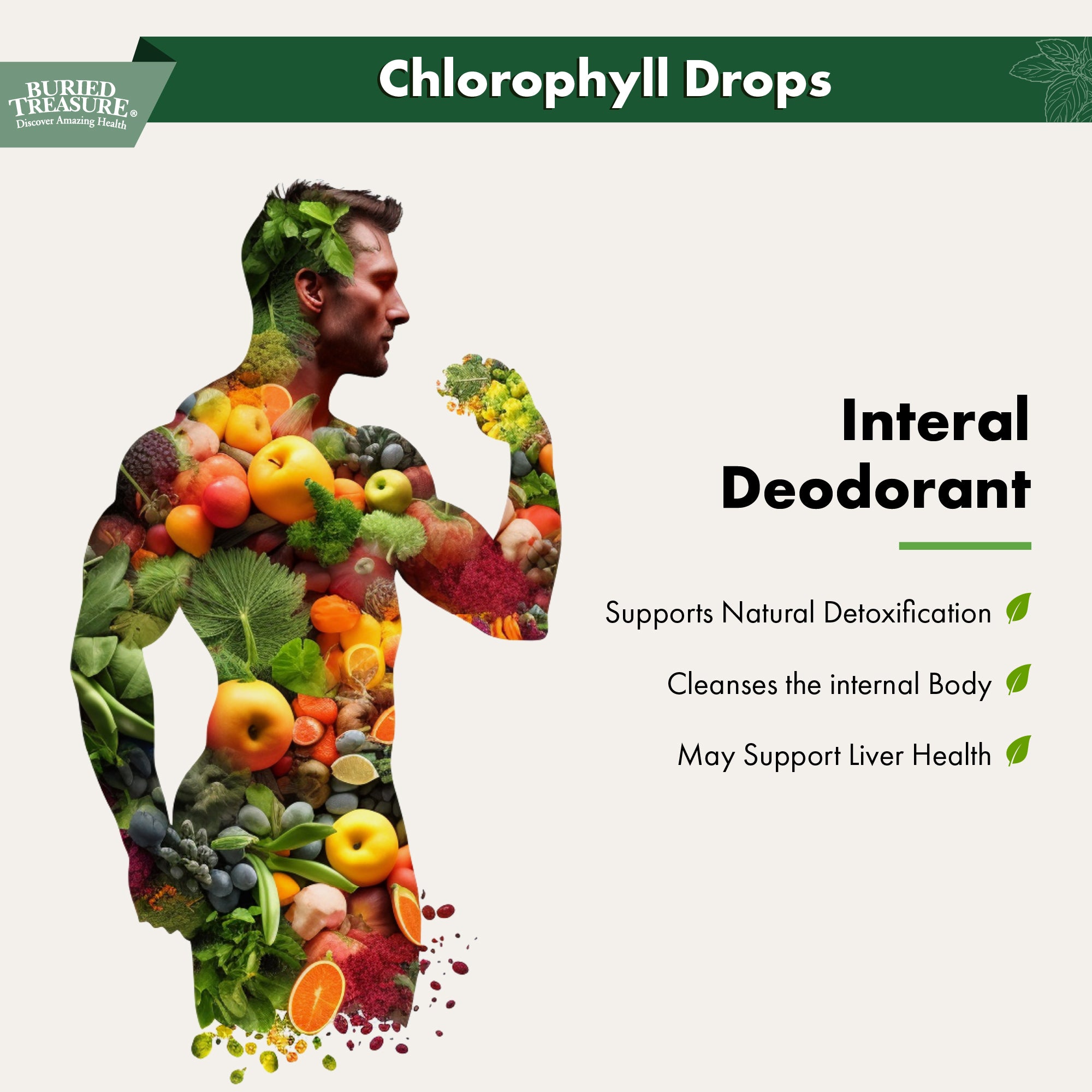 Buried Treasure Liquid Nutrients Chlorophyll Drops, 50 mg per Serving, 2 oz (30 Servings)