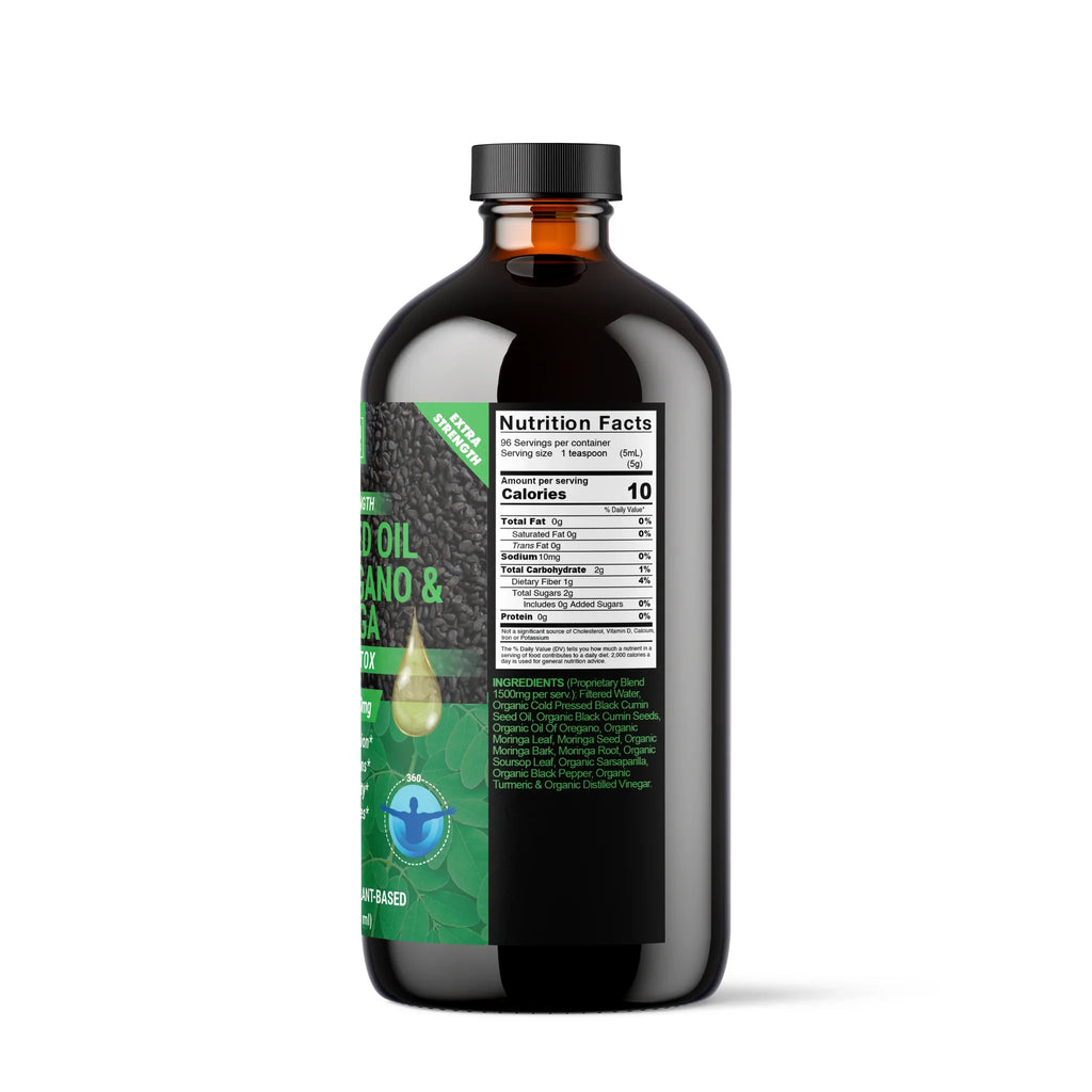 Organic Black Seed Oil with Oil of Oregano & Moringa – Maximum Strength Liquid Formula