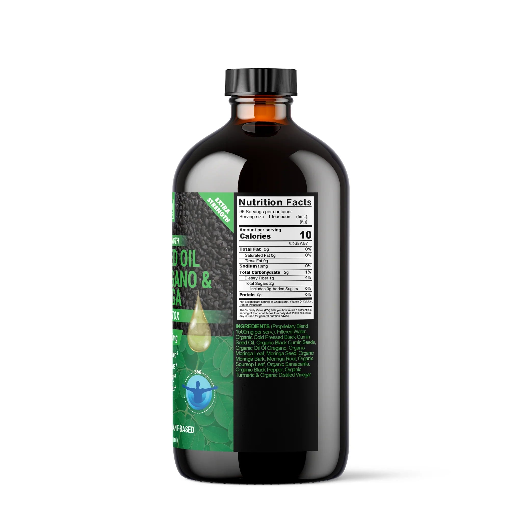 Organic Black Seed Oil with Oil of Oregano & Moringa – Maximum Strength Liquid Formula