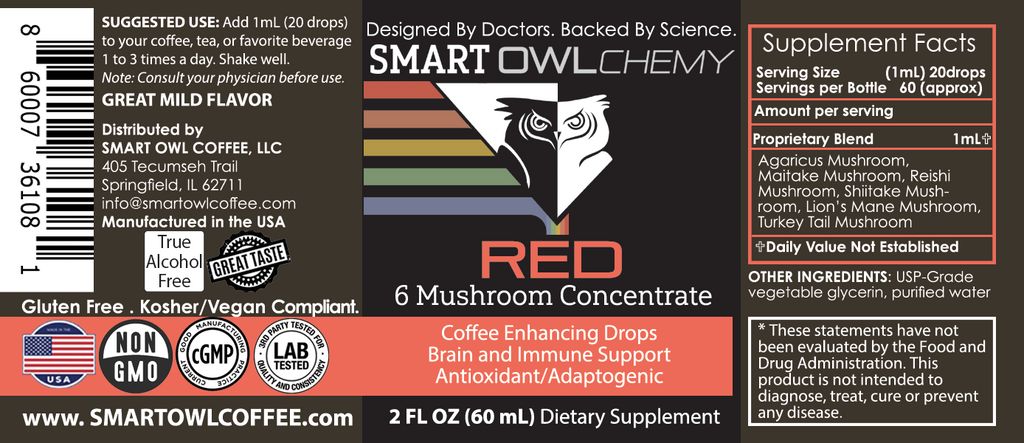 RED DROPS Smart OWLchemy - 2oz Potent Mushroom Extract