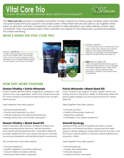Vital Core Trio Daily Supplement with Black Seed Oil