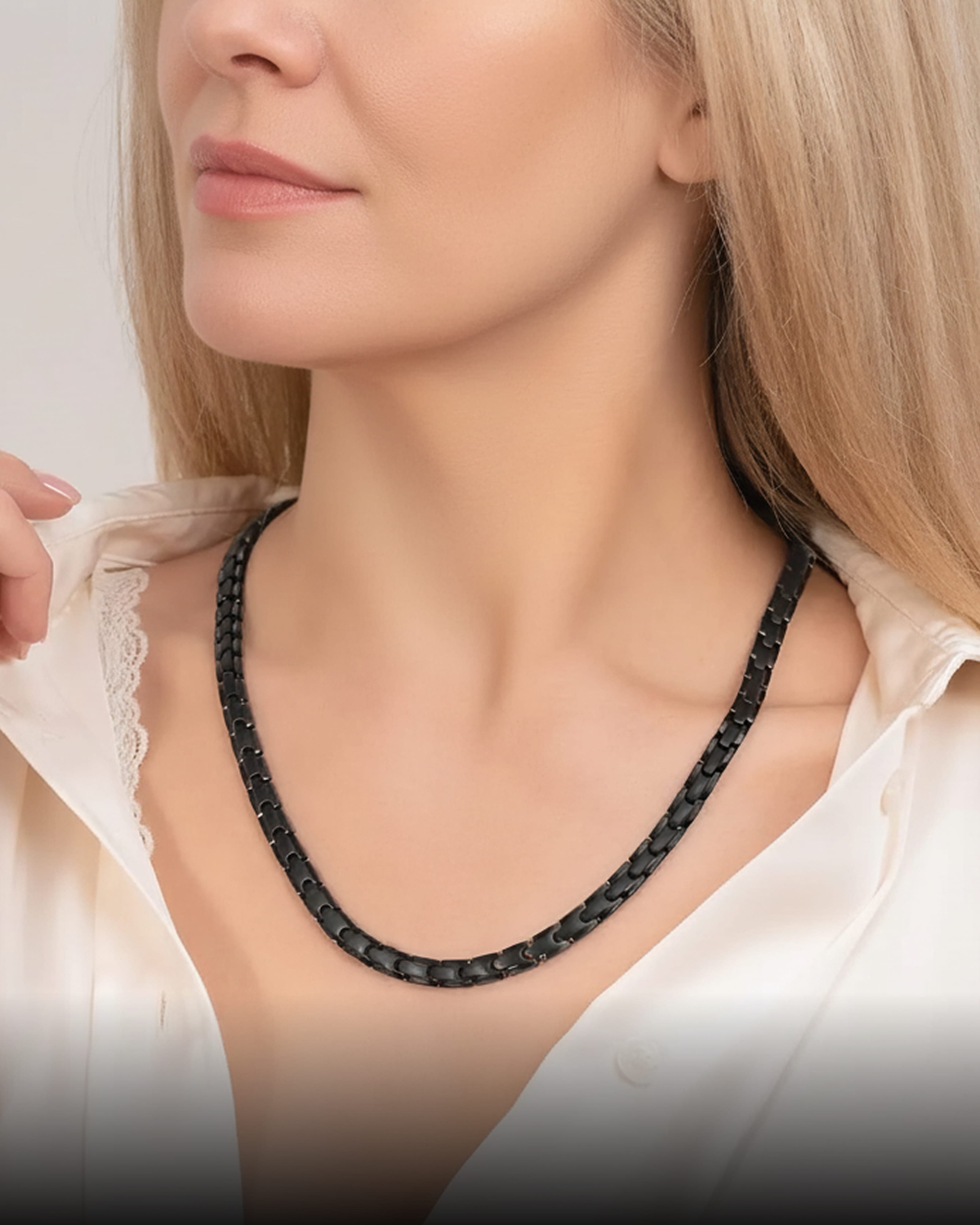 Powerful Black Titanium Magnetic Therapy Necklace