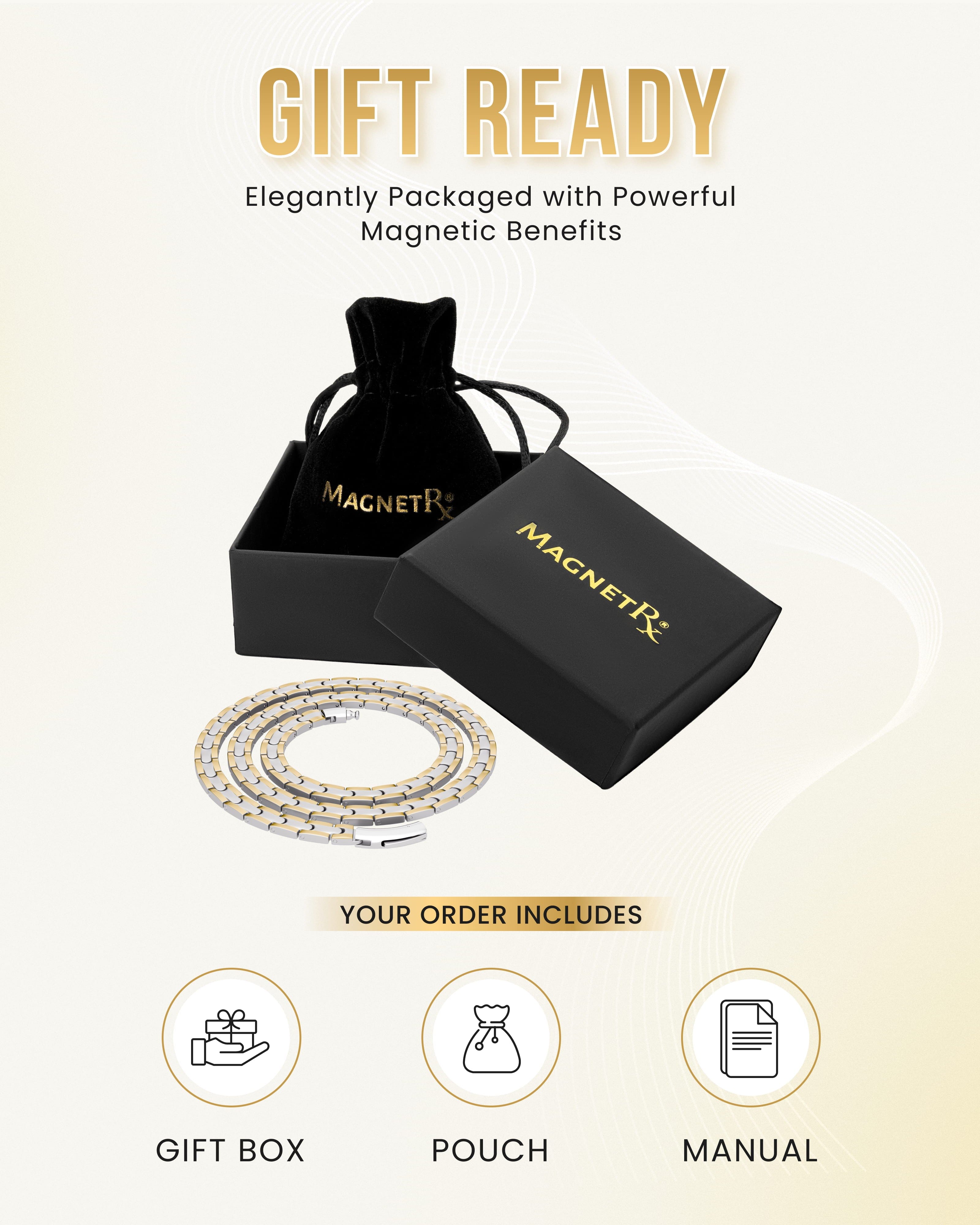 Powerful Silver & Gold Titanium Magnetic Therapy Necklace