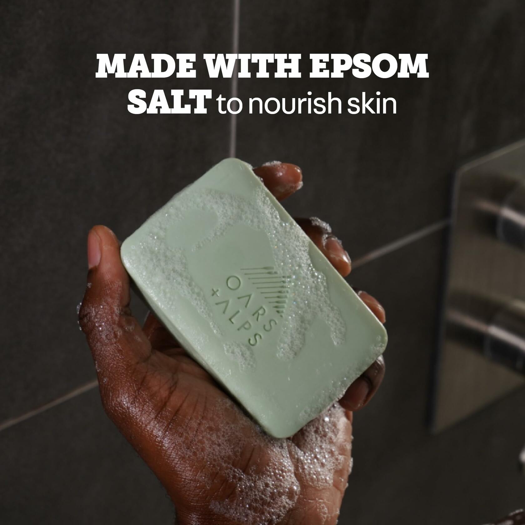 Oars + Alps Exfoliating Moisturizing Bar Soap Men Deep Clean Epsom Salt 1pk